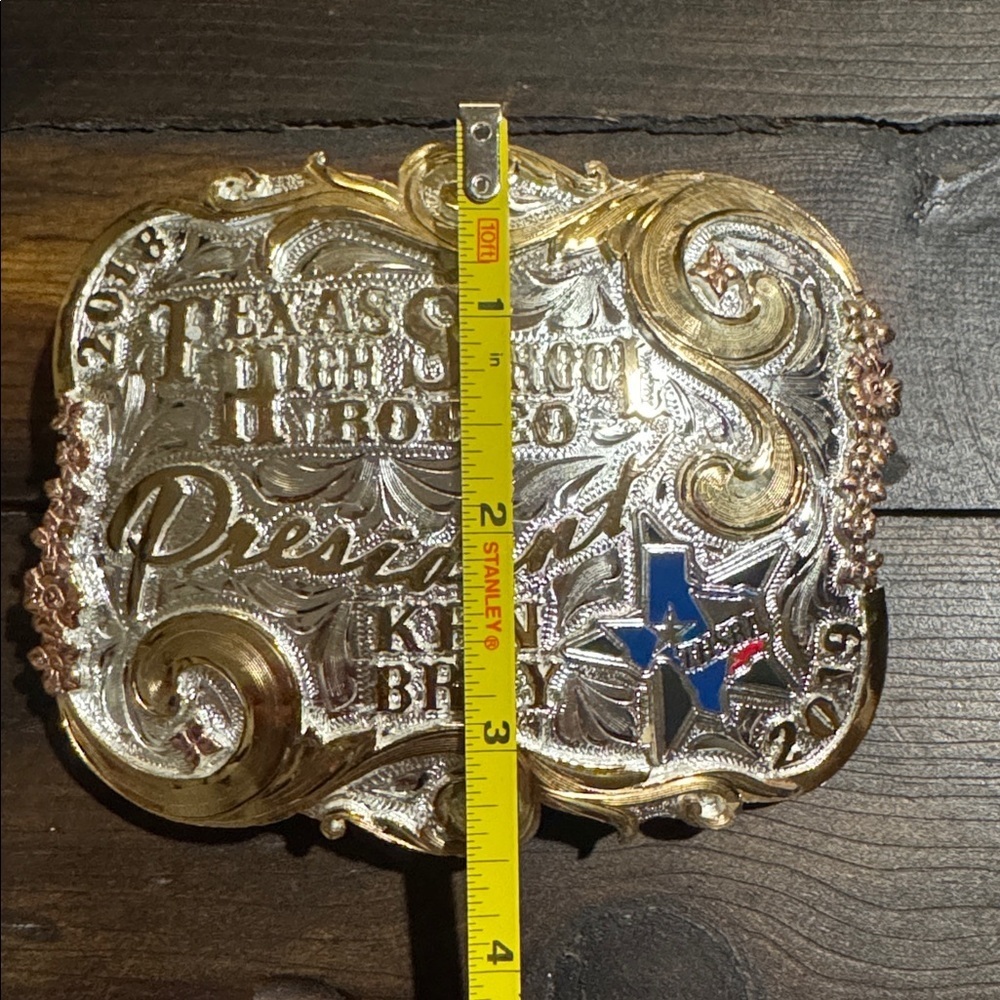 Gold and Silver Texas High School Rodeo President Buckle - Picture 4 of 7